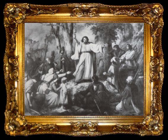 framed  Carl Friedrich Lessing Hussitenpredigt, ta009-2